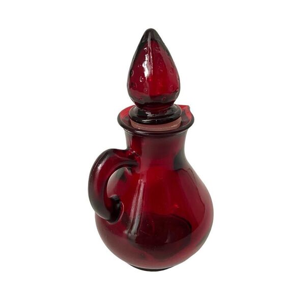 Vintage Avon Ruby Red Glass Strawberry Cruet - Picture 3 of 7